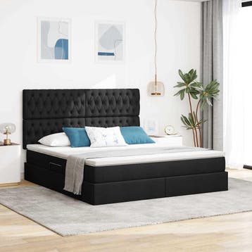 vidaXL Opslag bed met matras met hoofdeinde Zwart 160 x 200, Huis en Inrichting, Verzenden, Zwart, Stof, Nieuw