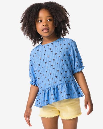 HEMA Kinder T-shirt jersey fruit lichtblauw, Verzenden, Nieuw