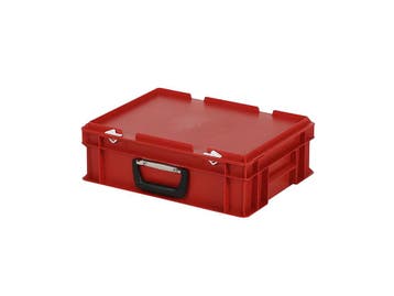 Koffer - 400 x 300 x H 133 mm - rood - stapelbak met deksel, Ophalen of Verzenden, Nieuw