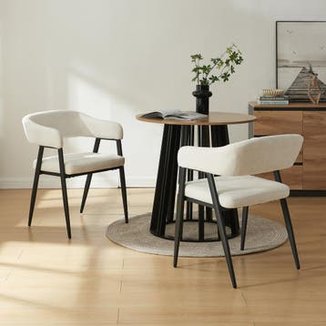 Eetkamerstoel Kohlmand set van 4 beige en zwart [en.casa], Huis en Inrichting, Verzenden, Nieuw