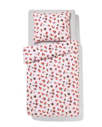 HEMA Dekbedovertrek 140x200/220cm zacht katoen bloemen, Verzenden, Nieuw, Roze