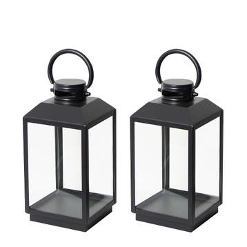 Set van 2 Newport Windlicht Zwart Small Tuinaccessoires, Verzenden, Nieuw