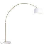 Booglamp messing met wit stoffen kap wit 50 cm - XXL, Verzenden, Nieuw, Modern