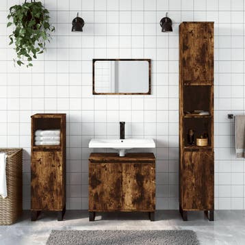 vidaXL Badkamerkast 30x30x190 cm bewerkt hout gerookt, Verzenden, Nieuw