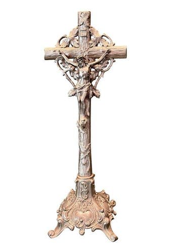 Antiek Kruis - Metaal, Verzilverd - 1910-1920 - Belgié