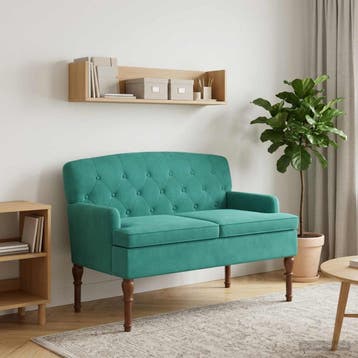vidaXL Loungebank met knopencomfort Turquoise 111 x 65 x 79, Verzenden, Nieuw, Stof, Minder dan 150 cm