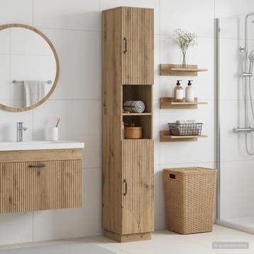 vidaXL Badkamerkast met Open Plank HOORN Artisanaal eiken, Verzenden, Nieuw