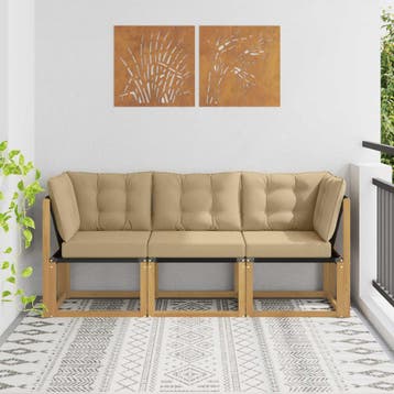 vidaXL Outdoor Midden- en Hoeksalon met kussen 3 Stuk Wit, Verzenden, Nieuw, 3 zitplaatsen