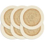 vidaXL Placemats 6 st rond 38 cm jute en katoen natuurlijk, Huis en Inrichting, Keuken | Textiel, Verzenden, Nieuw, Bruin