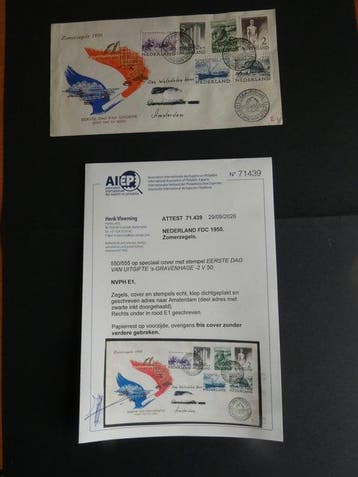Nederland 1950 - Zomerzegels op FDC - NVPH E1, Gestempeld