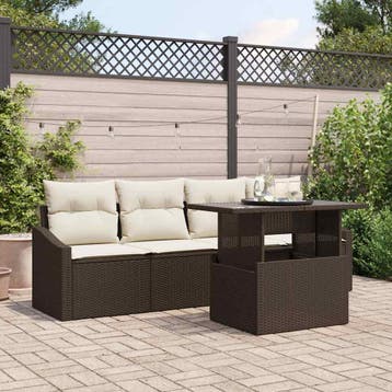 vidaXL Tuin Sofa Set 5 st Bruin poly rattan, Tuin en Terras, Verzenden, Nieuw, 5 zitplaatsen