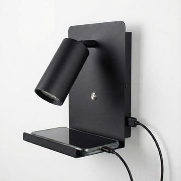 LED Wandlamp - Bedlamp met plateau | Incl. USB | Zwart, Huis en Inrichting, Ophalen of Verzenden, Nieuw