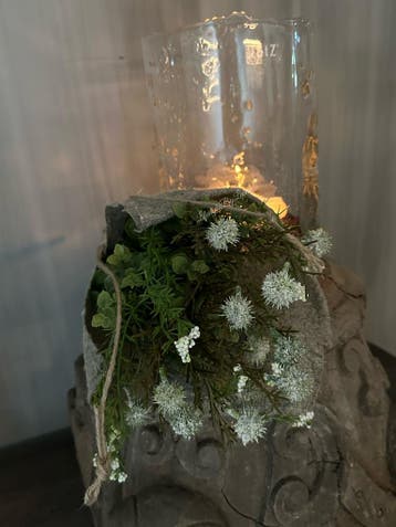 Toefje in shabby doek witte plataan bolletjes, Ophalen of Verzenden, Nieuw