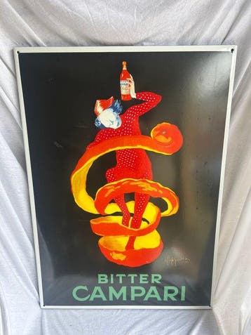 Prachtig Grote Emaillereclamebord - Bitter Campari (Naar