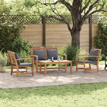 vidaXL Tuinbankenset 4 st Naturel Massief Teakhout, Verzenden, Nieuw, 4 zitplaatsen