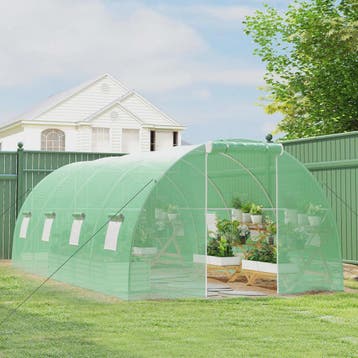 Outsunny Tunnelkas 18m² - 6x3x2m - Groene PE Tunnelkas met R, Verzenden, Nieuw