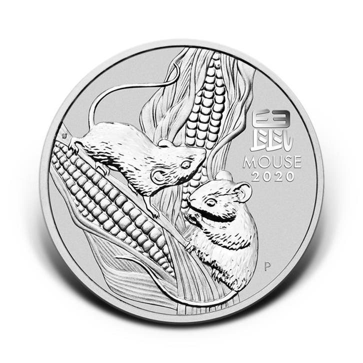 Zilveren Lunar munt Year of the Mouse 2020 1 troy ounce, Postzegels en Munten, Edelmetalen en Baren, Verzenden