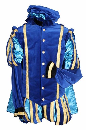 Piet Fluweel Met Cape Malaga Blauw-Turq - XL, Diversen, Sinterklaas, Verzenden, Nieuw