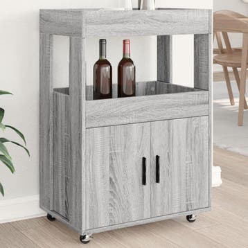 vidaXL Drankkar 60x39,5x89 cm bewerkt hout grijs sonoma, Minder dan 50 cm, Verzenden, Nieuw, Minder dan 100 cm