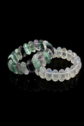 Zeer mooie set van 2 armbanden van fluoriet en opaliet -