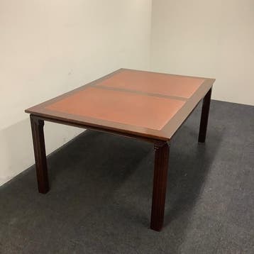 klassieke Engelse tafel met leer inleg, 180x120 cm, Ophalen of Verzenden, Gebruikt