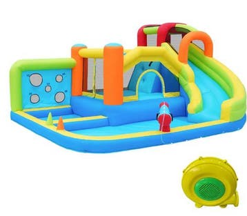 Groot Opblaasbaar Springkasteel met Trampolines en Waterpret, Verzenden, Nieuw