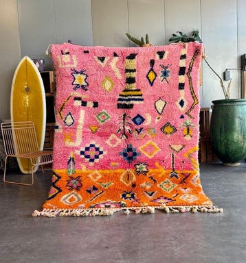 Roze en oranje Marokkaans Berbertapijt – nieuw handgeweven, Nieuw