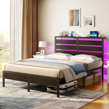 Bedframe met lattenbodem - 140x200 cm - Metaal - Zwart - Rol, Huis en Inrichting, Verzenden, Zo goed als nieuw