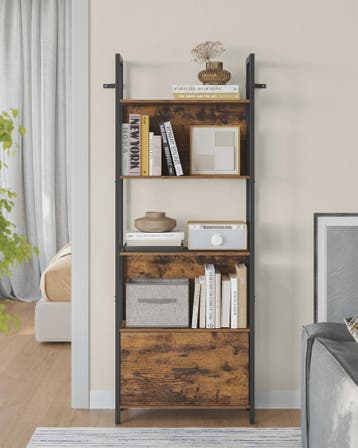 VASAGLE Industriële Boekenkast met Lade - 5 Lagen, Ladder De, Huis en Inrichting, Verzenden, Nieuw