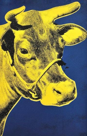 Andy Warhol (after) - Cow (blue and yellow) - Offset, Antiek en Kunst