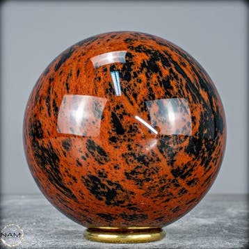 Zeer zeldzaam mahagoni-obsidiaan Sphere, uit Mexico- 1166.66, Antiek en Kunst, Curiosa en Brocante