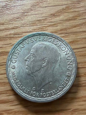 Zweden. 2 Kronen 1950 König Gustav V. 14g (.400)Silber