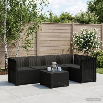 vidaXL 5-Zits Tuin Sofa met Kussens Rattan Look PP Antraciet, Verzenden, Nieuw