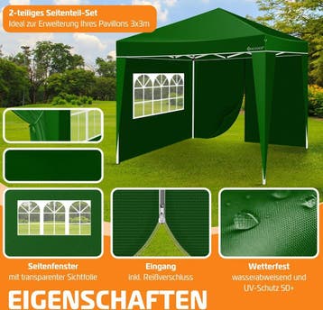 KESSER® Zijwand voor paviljoen - 3x3m - Groen, Tuin en Terras, Partytenten, Verzenden, Zo goed als nieuw