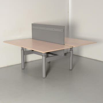 Gispen TM benchwerkplek, eiken blad, 160 x 80 cm, hoogte, Ophalen of Verzenden, Nieuw