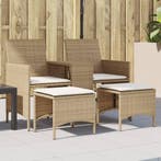 vidaXL Tuinbank 2-zits met tafel en voetenbanken poly rattan, Verzenden, Nieuw