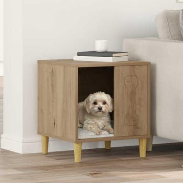 vidaXL Hondenhuis Ambachtelijk eiken 44 x 42 x 49 cm Bewerkt, Dieren en Toebehoren, Verzenden, Nieuw