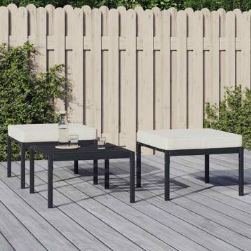 vidaXL Tuinvoetenbanken met zandkleur kussens 2 st 60x60x35, Verzenden, Nieuw, Rvs