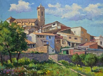Joan Canós (1928-2025) - El pueblo de la colina, Antiek en Kunst
