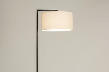 Rietveld Vloerlampen - Zwart, Beige - Stof, Metaal, Huis en Inrichting, Lampen | Vloerlampen, Verzenden, Nieuw