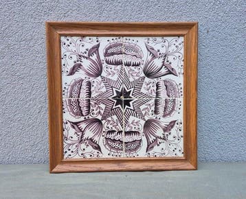 Antiek Tegel - Vierpas, Tulp en Ster - Antiek - 1800-1850