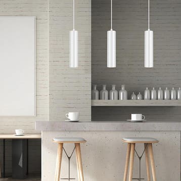 LED Hanglamp - Brinton Axis - Rond Cilinder - Wit - GU10, Huis en Inrichting, Ophalen of Verzenden, Nieuw, Metaal