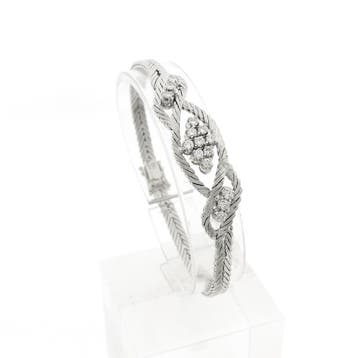 Witgouden armband met diamanten; 1,05 ct. (Schakelarmband), Gebruikt, Ophalen of Verzenden, Met edelsteen, Goud