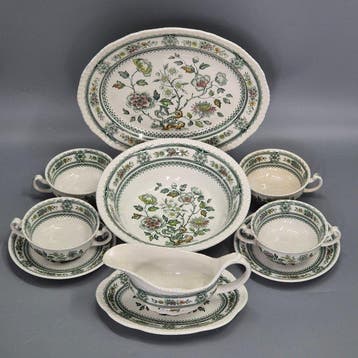 Eetservies - Wood & Sons Dorset Porzellan Service Set Grün