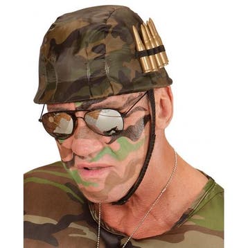 Camouflage helm met nep kogels - Helmen, Ophalen of Verzenden, Nieuw