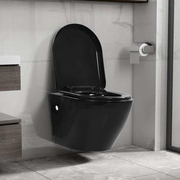 vidaXL Hangend toilet met verborgen stortbak keramiek zwart, Doe-het-zelf en Verbouw, Verzenden, Nieuw