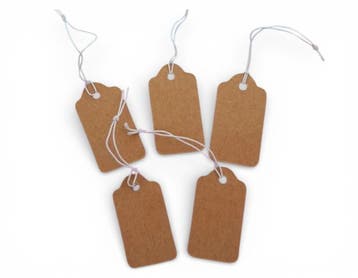 100 x Prijskaartjes 15 x 25 mm – bruin – wit elastisch k, Diversen, Ophalen of Verzenden, Nieuw