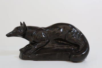 Beeld, Sluipende vos - 18 cm - Aardewerk