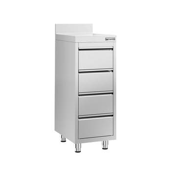 GGM Gastro | Ladenkast PREMIUM - RVS - met 4 laden - met |, Verzenden, Nieuw in verpakking, RVS Meubilair