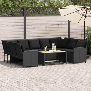 vidaXL Tuinbank met kussens poly rattan zwart, Verzenden, Nieuw